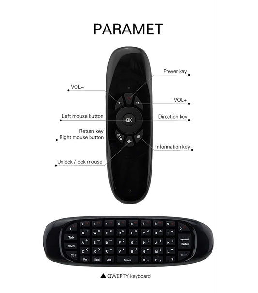 Air Mouse and keyboard 2 in 1 chargeable ( All Android TVs, Smart TVs, TV boxes, TCL TVs, HTPCs, Hisence TVs)